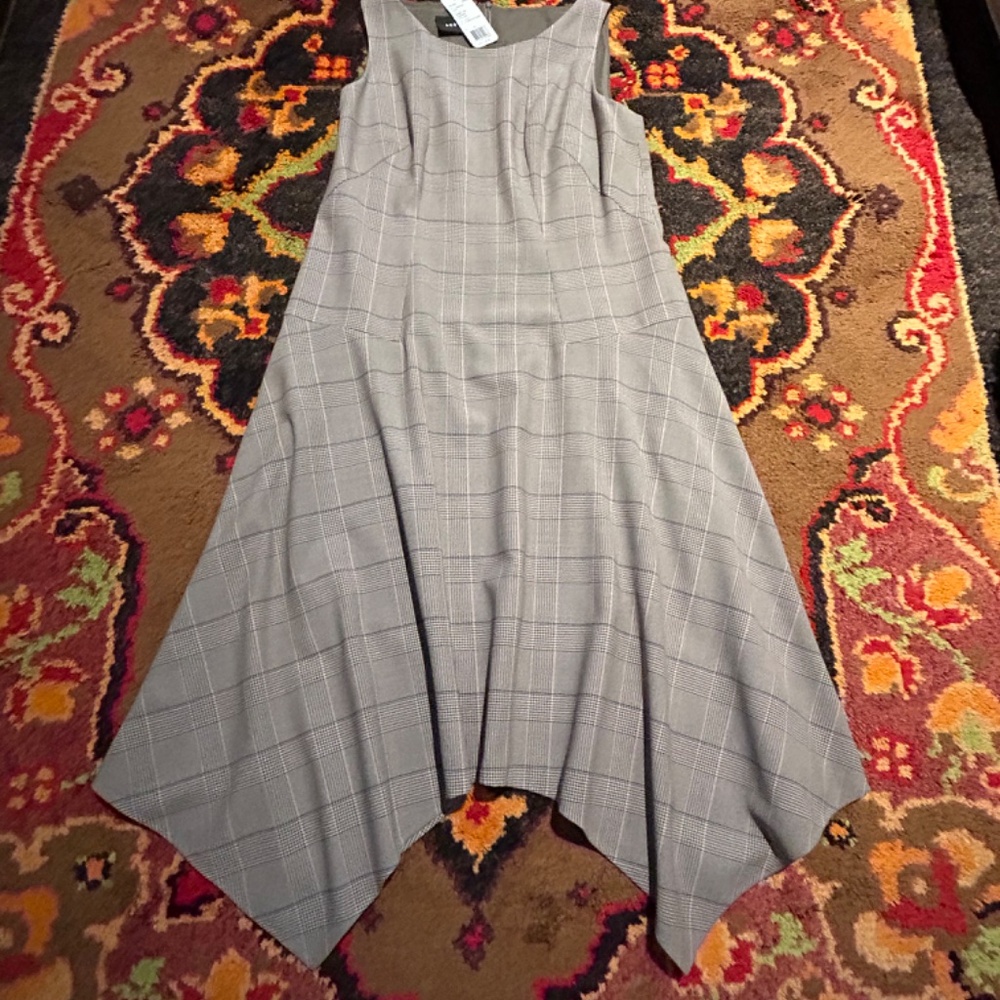 Akris Multicolor Asymmetrical Sleeveless Wool Dress, Size 12 - Picture 13 of 15